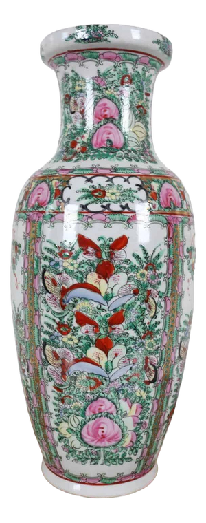 Hand-Painted Chinese Vase with Florals