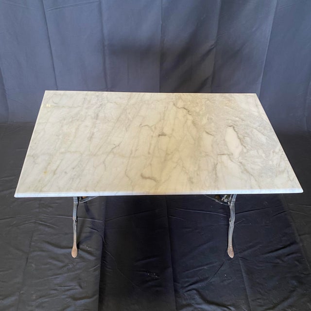 Early 20th Century Antique French Marble Top Cafe or Bistro Table With Cast Iron Base For Sale - Image 5 of 15