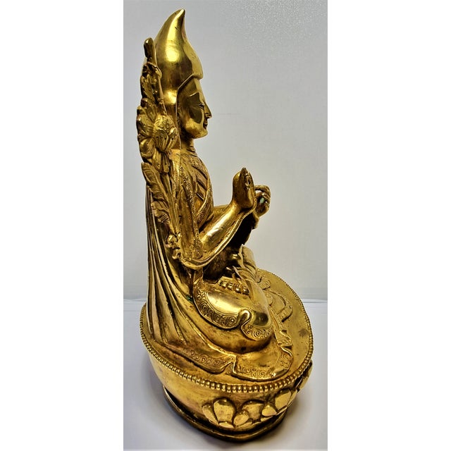 Gilded Seated Buddha on Stylized Lotus Base For Sale - Image 13 of 18