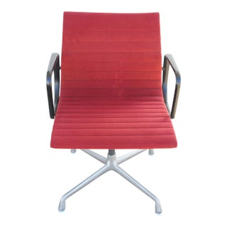 1950s Herman Miller Aluminium Chair with Red Fabric For Sale