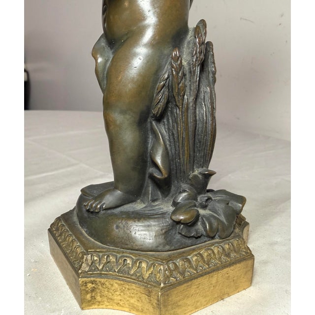 Metal Antique 1800s Claude Michel Clodion Putti Cherub Bronze Statue Realism Sculpture For Sale - Image 7 of 13