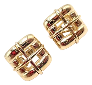 Vintage Tiffany & Co. Yellow Gold Square Window Biscayne Earrings 2001, A Pair