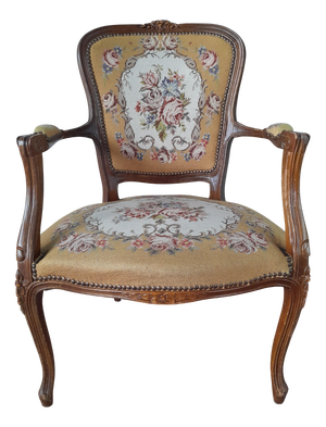 Dutch Louis XV Style Armchair with Embroidered Seat, 1930s