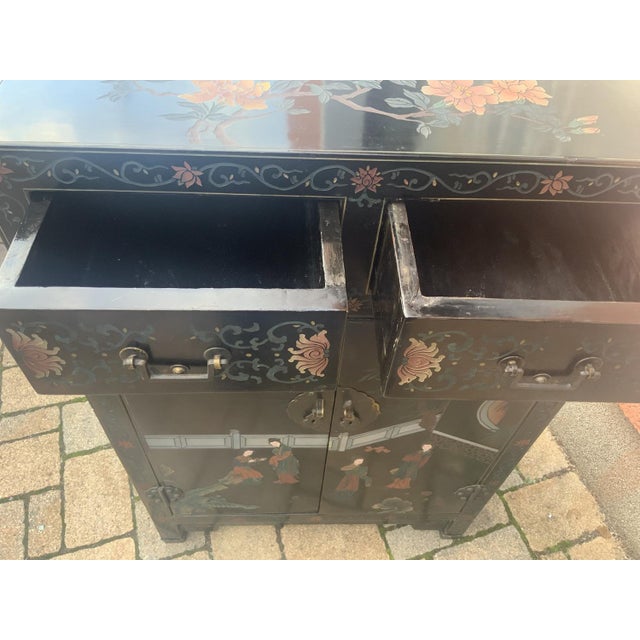 Chinese Half Cabinet in Black Lacquer, 1920a For Sale - Image 3 of 16
