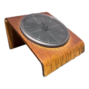 1960s Kienzle Bentwood Desk Clock Germany Restored