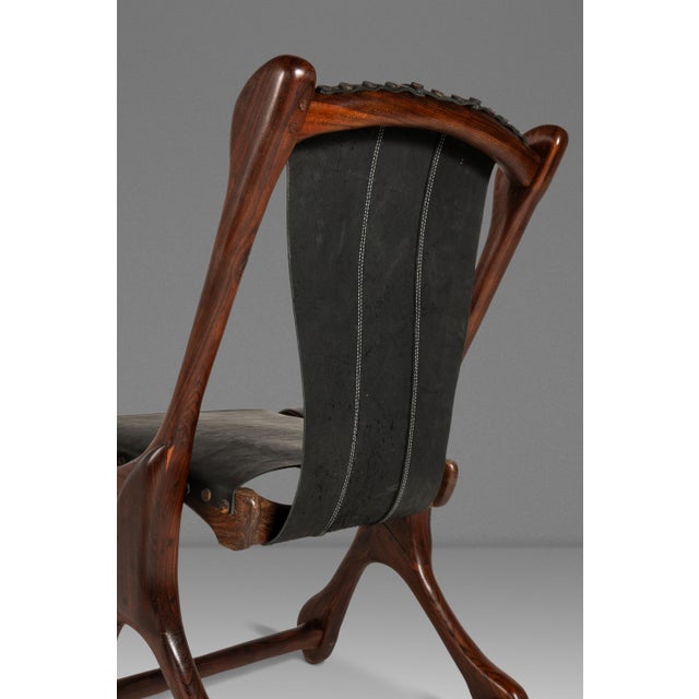 Rare Restored Mid-Century Modern "Sloucher" Sling Chair in Rosewood & Leather Attributed to Don S. Shoemaker for Señal Furniture, C. 1960s For Sale - Image 16 of 18