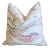Blush-Pink Marbleized & Velvet Feather/Down Pillow 22" Square For Sale