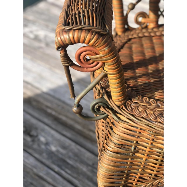 Heywood- Wakefield American Victorian Wicker Arm Chair For Sale - Image 11 of 12