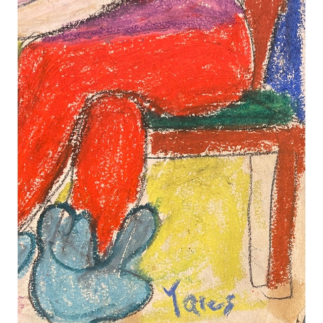 Modern 1960s Katharine Yares Modern Pastel of a Seated Lady For Sale - Image 3 of 4
