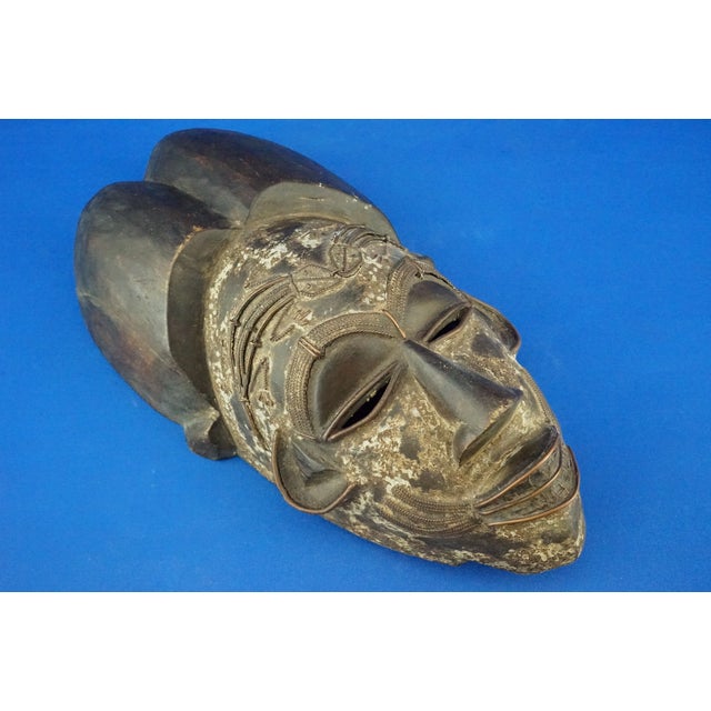 Antique African Ethnic Tribal Mask in Wenge Wood and Copper, 1890s For Sale - Image 15 of 18