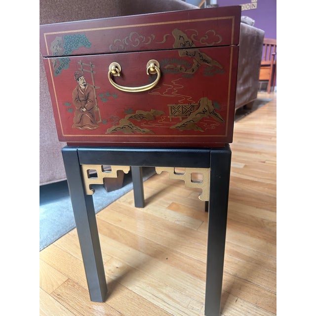 Mid-Century Drexel Heritage Hand-Painted Red Lacquer Chest For Sale - Image 9 of 9
