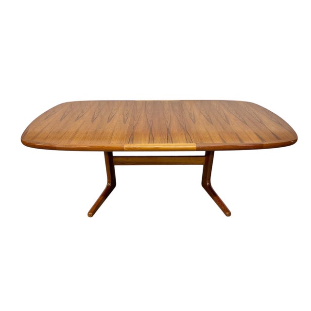 Vintage Danish Modern Oval Teak Dining Table W/2 Leaves For Sale - Image 4 of 15