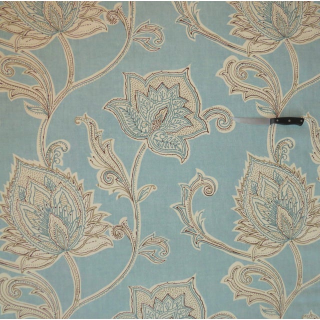 Contemporary Thibaut Designer Fabric Linen Blend in Aqua "Orissa" - By the Yard For Sale - Image 3 of 4