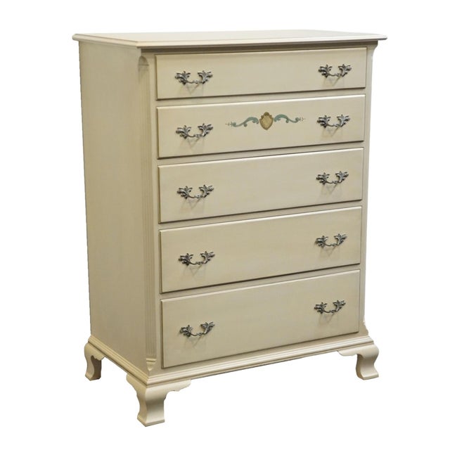 KINDEL FURNITURE Off White Painted Country French Provincial 37" Chest of Drawers 47.5" High 37" Wide 21.5" Deep We...