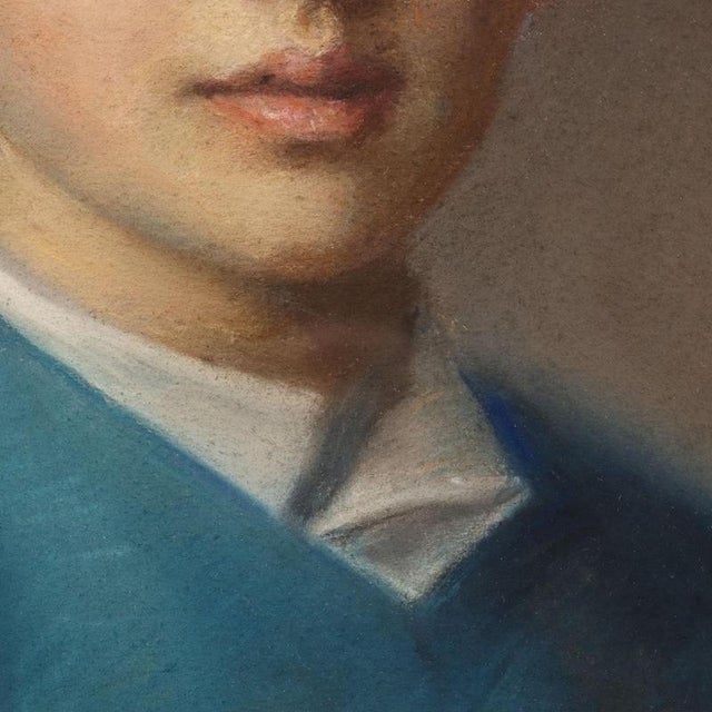 Piero Galanti, Portrait of a Boy, 20th Century, Crayon on Cardboard, Framed For Sale - Image 5 of 11