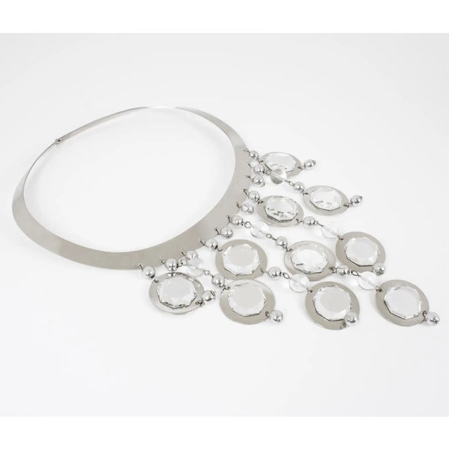 Louis Feraud Paris Chrome and Mirrors Space Age Necklace For Sale - Image 4 of 16