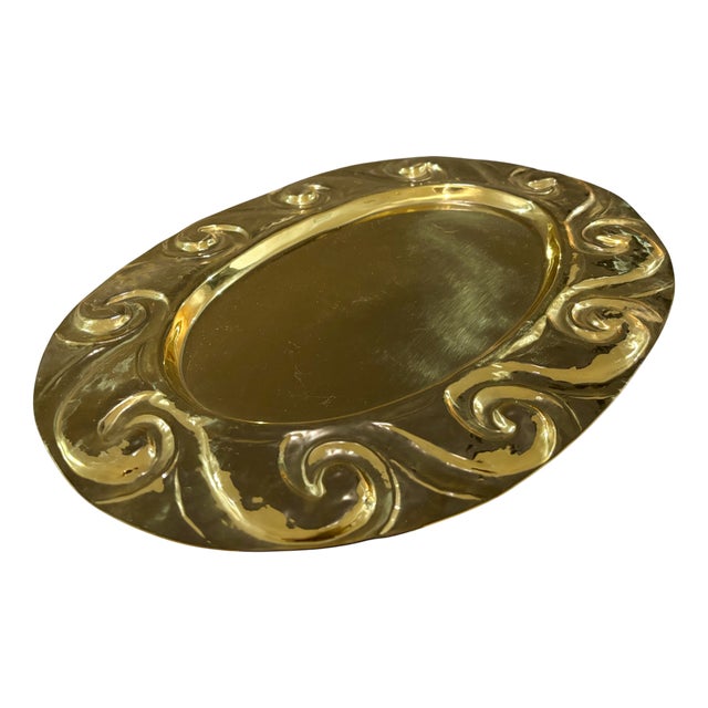 Gold-Plated Metal Decorative Serving Tray For Sale