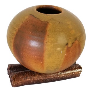 Mid-Century Sculptural Glazed Studio Pottery Vase For Sale