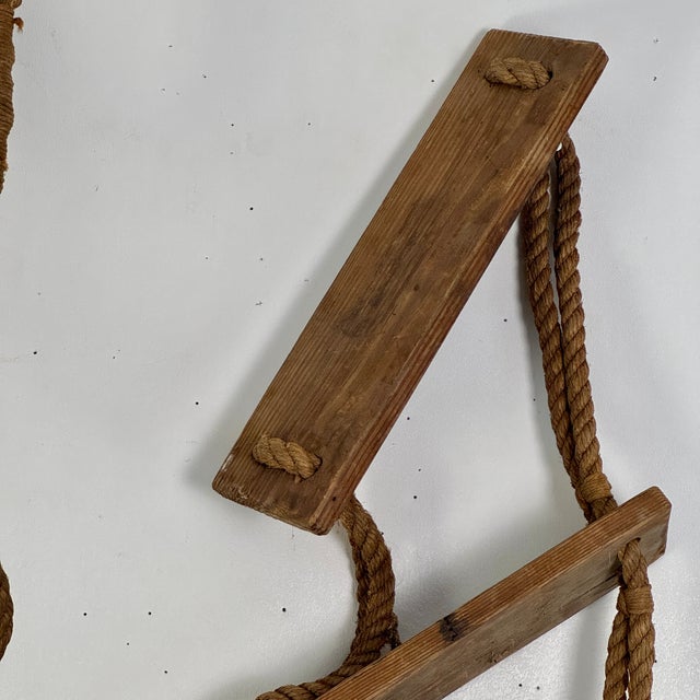 Textile Unique Vintage Primitive Nautical Wood & Rope Ship Ladder, Wall/Garden Hanging Decor For Sale - Image 7 of 9