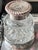 Set of 4, Antique silverplate inkwell stand with crystal diamond cut inkwells // pen and ink // desk accessory // silver on copper For Sale - Image 10 of 15