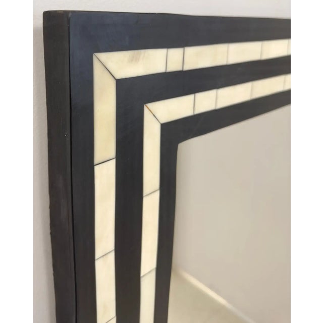 Black Art Deco Style Black and White Resin Wall or Console Mirror For Sale - Image 8 of 10