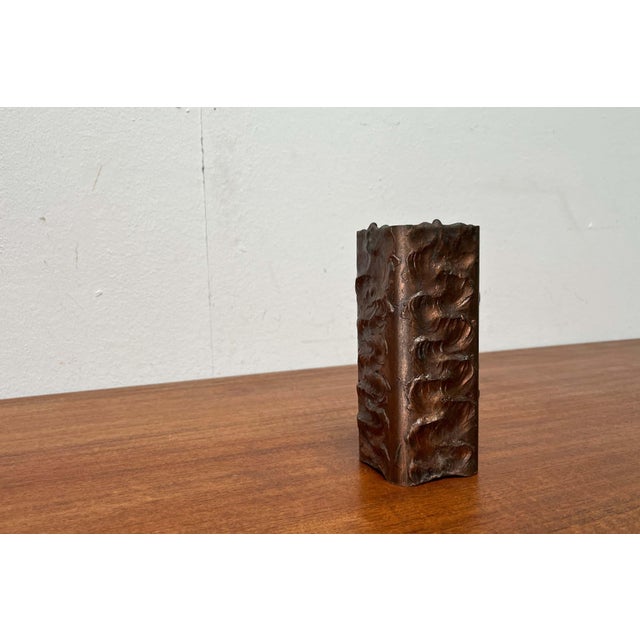 Metal Mid-Century Modern Brutalist Metal Block Vase, 1960s For Sale - Image 7 of 16