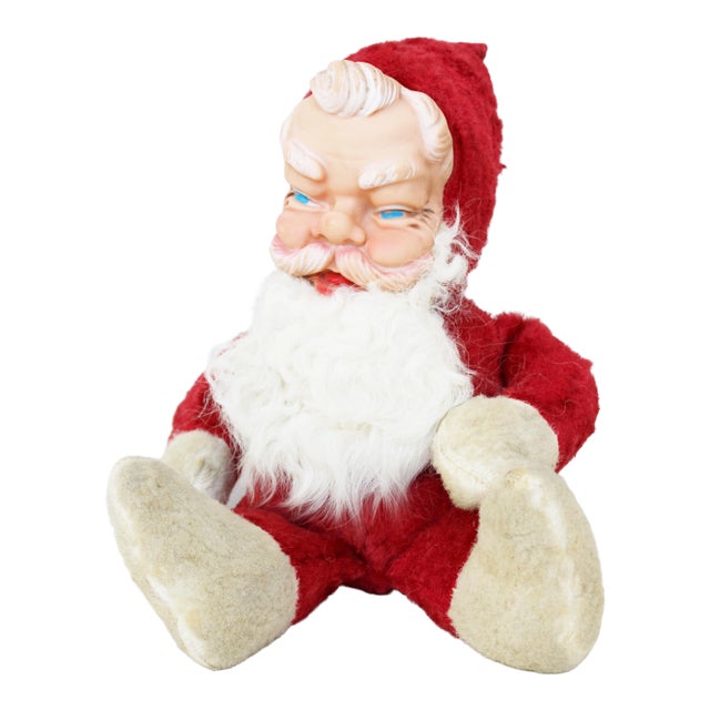 Mid-Century Hand-Made Christmas Saint Nick/Santa Clause With Fur For Sale