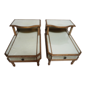 Mid 20th Century A Pair of Reverse-Painted and Opalescent Nightstands