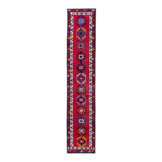 Vintage Colorful Turkish Herki Runner Rug 2'6" X 12'4" For Sale