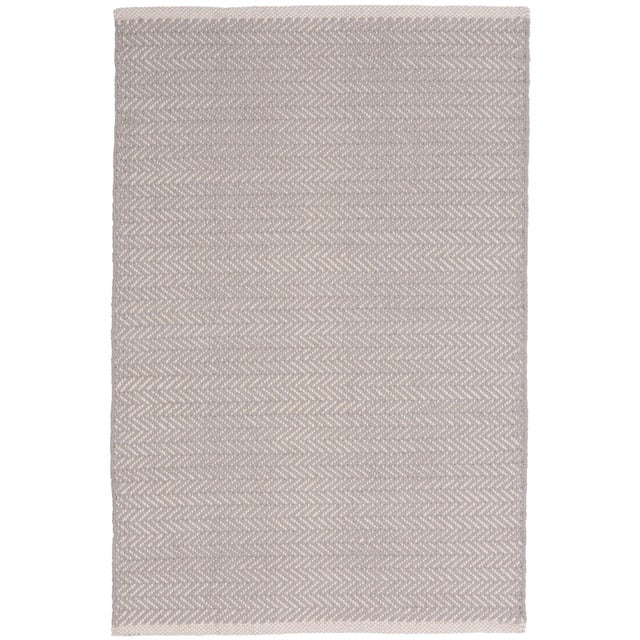 Dash & Albert by Annie Selke Herringbone Dove Grey Woven Cotton Rug, 5' x 8' For Sale In Boston - Image 6 of 6