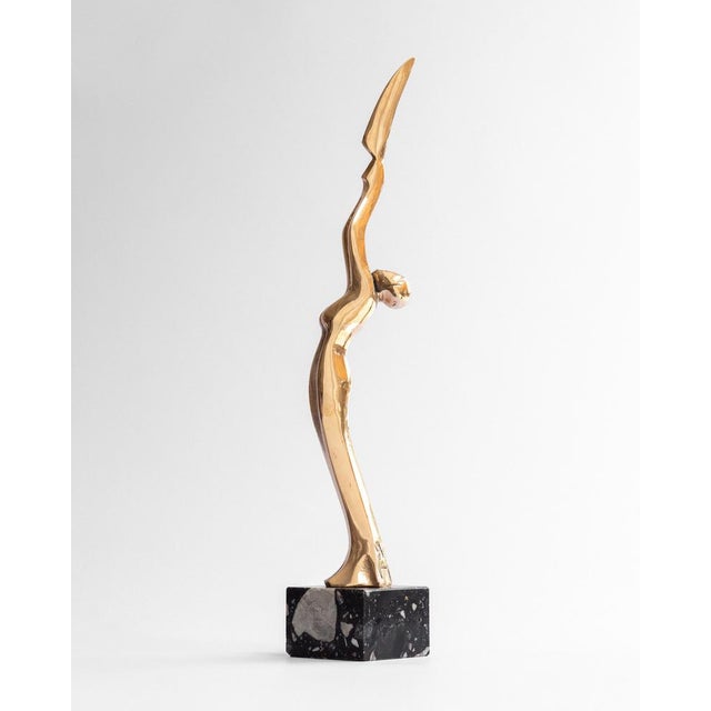 Art Deco Revival Bronze and Marble Sculpture, 1980s For Sale - Image 10 of 10