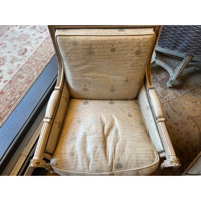 White Mid 20th Century Vintage French Louis XVI Style Leather Side Chairs For Sale - Image 8 of 9