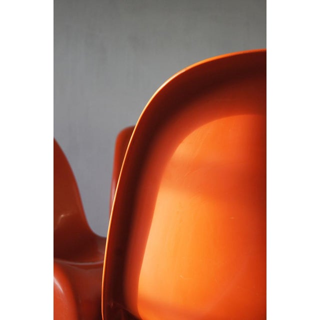 Orange Panton Chairs by Verner Panton, Set of 4 For Sale - Image 6 of 8