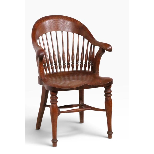 Victorian Stylish Turn of the Century Oak Office Chair For Sale - Image 3 of 10