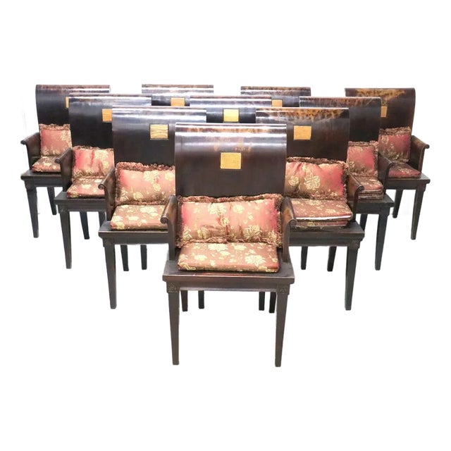 1950s Set of 10 Asian Wooden Armchairs For Sale