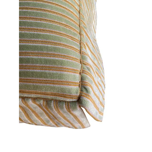 Light Green Late 20th Century Velvet Striped Kreiss Ottoman For Sale - Image 8 of 10