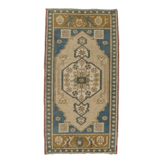 Turkish Mini Rug Oriental Hand Knotted Vintage Rug 1'9" x 3'1" #21139 For Sale
