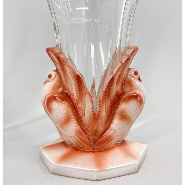 Art Deco Dove Birds Glass Vases by Josef Feigl, 1930s, Set of 2 For Sale - Image 12 of 15