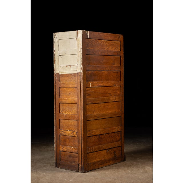 Early 20th Century Antique Oak Filing Cabinet With Brass Hardware For Sale - Image 5 of 17