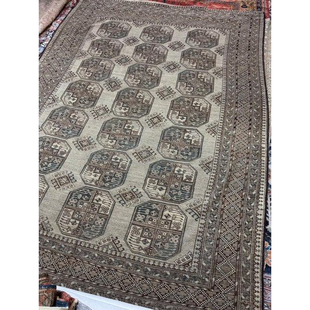 All of our antique & vintage rugs are professionally cleaned prior to being listed Name: LOVELY Muted Taupe, Cloud Grey,...