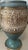 This regal vintage chalice/vase is hand decorated in sky blue, gold, and white by renowned California artisan Vee...