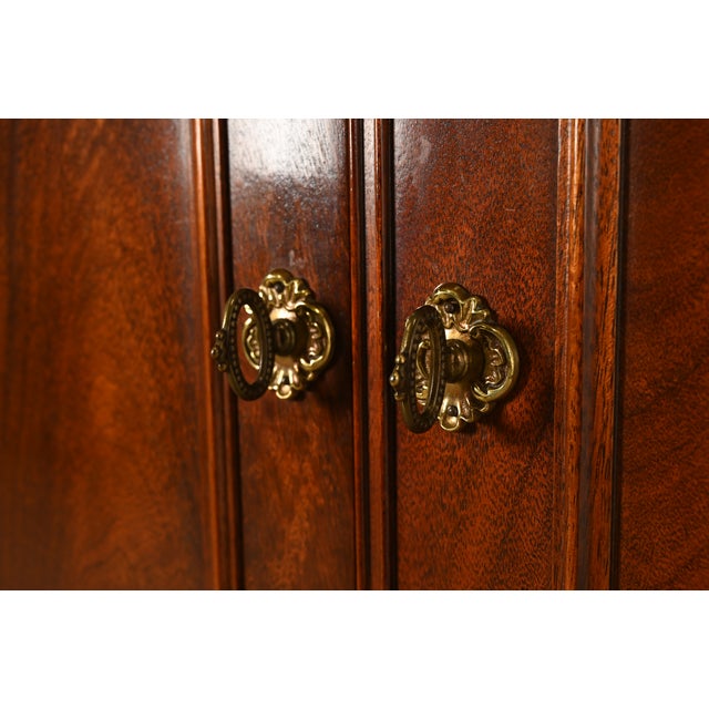Baker Furniture Georgian Flame Mahogany Armoire Dresser or Media Cabinet For Sale - Image 9 of 13