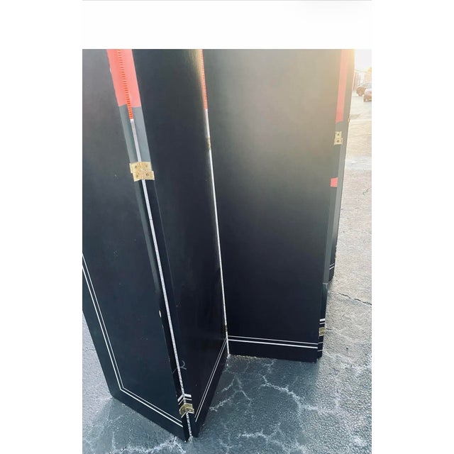 Hollywood Regency 1980s Key West Art Room Divider Hand-Painted 6 Panels Depicting Flamingos by Sal Salinero For Sale - Image 4 of 11