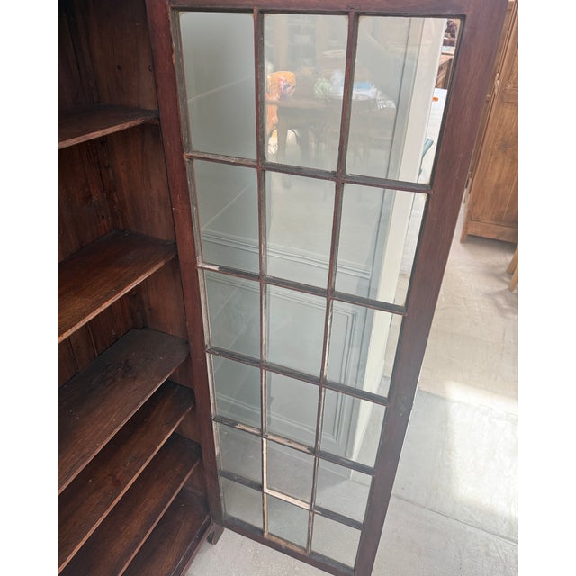 Tan English Glass-Fronted Bookcase, 1890s For Sale - Image 8 of 12
