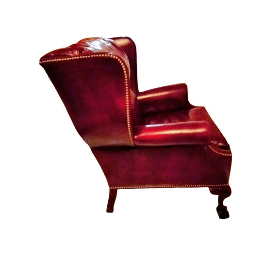 Hancock and Moore Wingback Ball and Claw Leather Chair For Sale - Image 4 of 8
