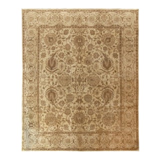 Antique Persian Tabriz Rug in an All Over Beige, Brown Floral Pattern For Sale