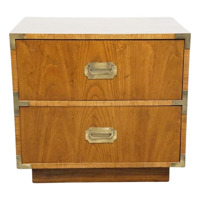 Dixie Furniture Campaigner Collection Walnut 24" Two Drawer Nightstand 767-621 For Sale