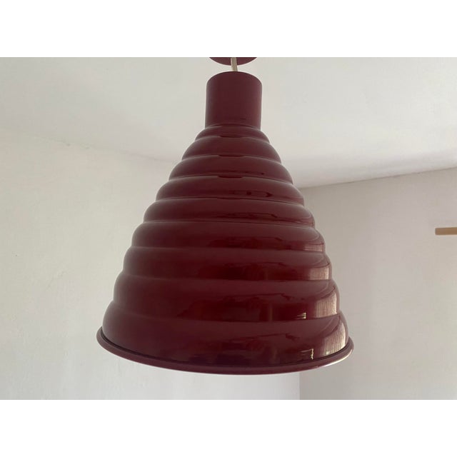 Maroon Vintage Industrial Pendant Light by Sijaj Hrastnik, Former Yugoslavia, 1970s For Sale - Image 8 of 13