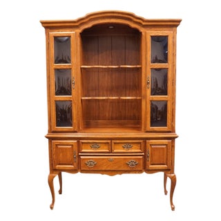 American Drew Solid Oak Rustic Country French 56" Buffet W. China Hutch 932-850 / 932-851 For Sale