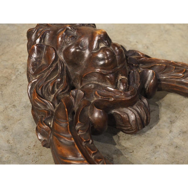 Wood Oversized French Carved Walnut Study of a Bronze Door Knocker, 19th Century For Sale - Image 7 of 16